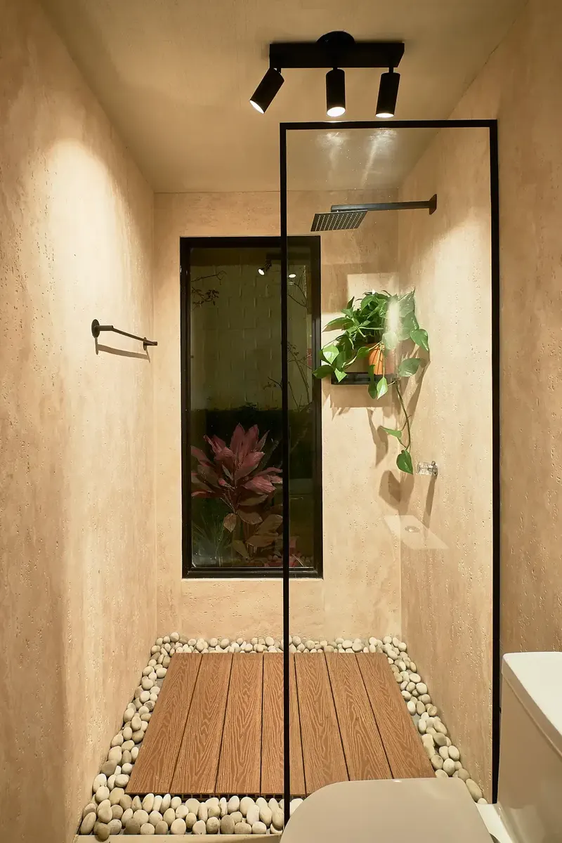 Baño con ducha de la Casa Modular ABITA en Expodeco