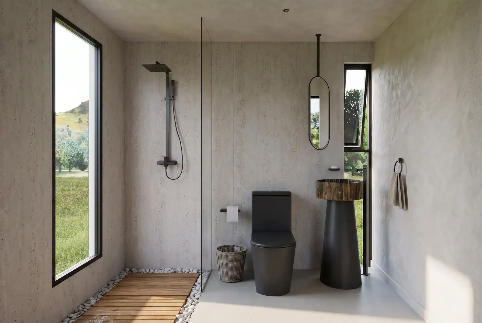 Baño de la Minimal con ducha y ventana alta