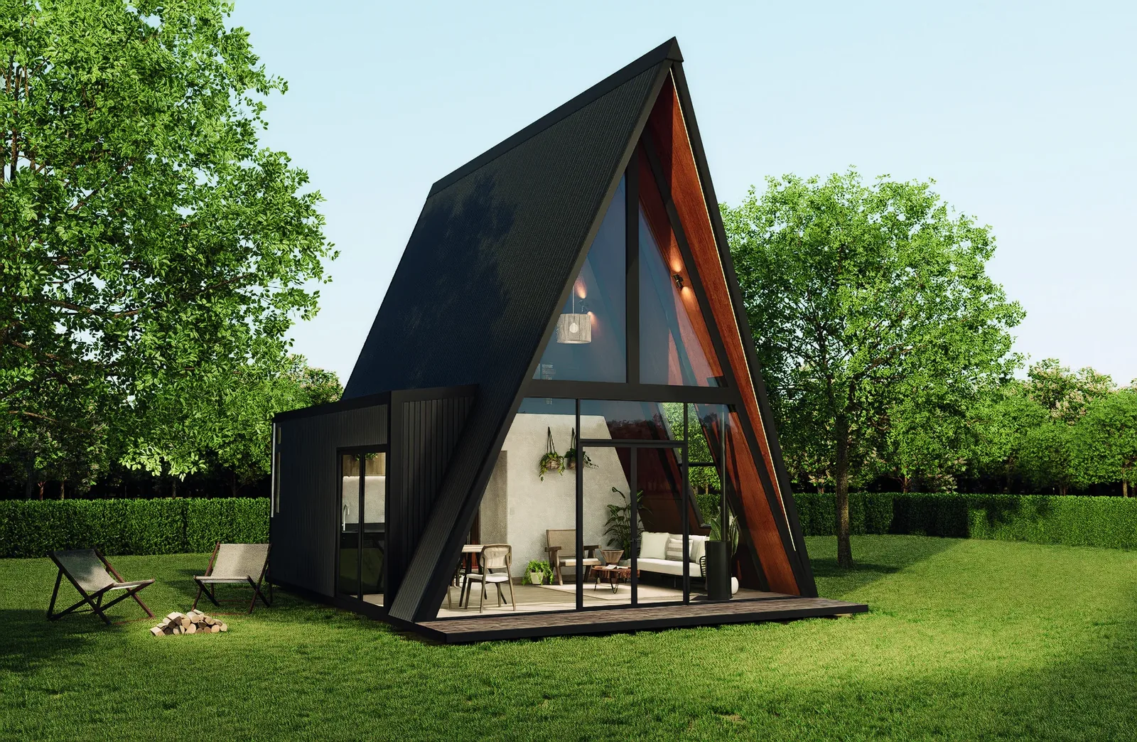 Qhapaq 1: cabaña A-frame de dos niveles con fachada de cristal