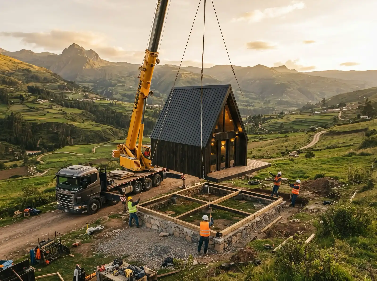 Paso 06 — Transporte e instalación: construcción de cabañas modulares ABITA